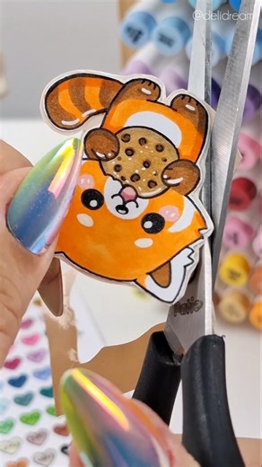 Red Panda Stickers Tutorial #shorts #asmr #ohuhu