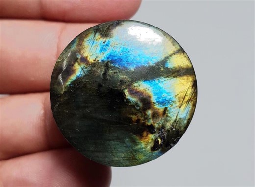 Flashy Spectrolite Cabochon: Round Purple Labradorite Gemstone (72.90ct, 30x30x8mm) - Etsy