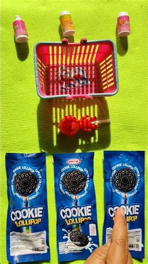 Triplet lollipop cookies vs red ultraman in basket#shorts