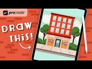 Procreate Step by Step Tutorial - Bookshop - Draw With Me - iPad Art - Building Illustration