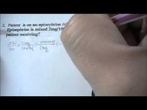 Epinephrine drip Find mcg/min DO cc/hr SH mg/ml Dimensional Analysis
