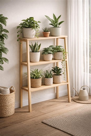 Wooden Plant Stand Plans PDF | DIY Indoor Plant Shelf - Etsy