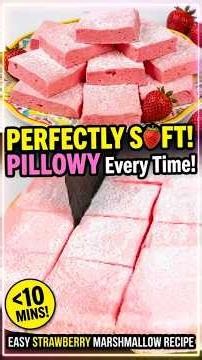 3-Ingredient Homemade Marshmallows (So Fluffy!)🍓#shorts #marshmallow #easyrecipe #desserthacks #food