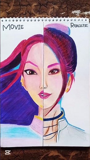 Drawing Mira from K-pop demon hunters 🎇 Movie vs Realistic #kpopdemonhunters #Mira #drawing