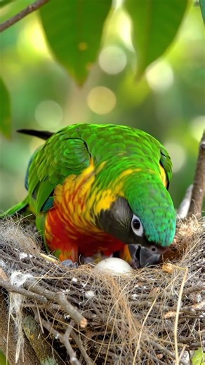 Parrot Laying Egg — Beautiful Nature Moment 🦜🥚 #Shorts”