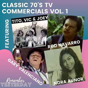 348K views · 5.4K shares | May naaalala ka ba sa mga lumang 70s commercials na ito? 1. Coke - feat. Tito, Vic & Joey 2. Colgate - feat. Nora Aunor 3. Fress Gusto - feat. Gary Valenciano 4. San Miguel Beer - feat. Bert Marcelo 5. Royal Chocolate Margarine - feat. Rod Navarro 6. Tanduay ESQ Rhum - feat. Vivian Velez & Vic Vargas 7. Coke 8. Nescafe 9. Fita 10. Mr. Clean | Remember Yesterday | Facebook
