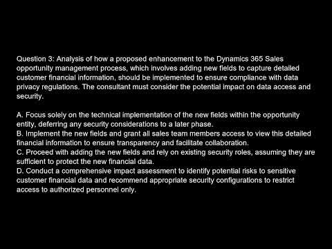 Microsoft Certified Dynamics 365 Sales Functional Consultant Associate Free Practice Test And Answe