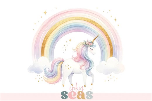 Pastel Unicorn Rainbow Clipart, Magical Nursery Art (digital Download) - Etsy