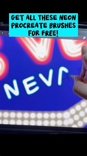 Free Procreate Neon Brushes in my April Newsletter! #procreatebrush #neon #lettering #procreatetips