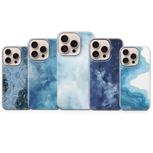 Blue Watercolor Phone Case, Ocean Aesthetic Design, Abstract Blue Art Cover, Minimal Blue Pattern - Etsy