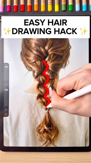 Easy HAIR drawing hack tutorial ✨💘 #howtodraw #hair #drawing #drawingtutorial #art #sketch