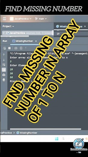 🔍 Find Missing Number in Array from 1 to N in Java | Simple Logic Explained 🚀 #coding #numbers