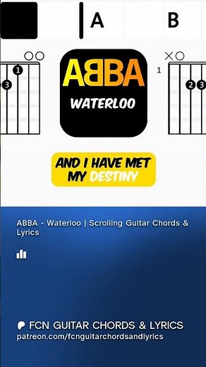 ABBA - Waterloo | Scrolling Guitar Chords & Lyrics #lyrics #music #guitarchords #guitar #80s