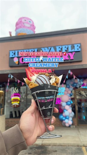 Eiffel Waffle Creamery has officially opened its new Roselle location! 🍦🧇 Indulge in golden waffle cones, handcrafted ice cream, and picture-perfect treats! #explorewindycity #chicago #chicagofood #chicagosuburbs #chicagodesserts