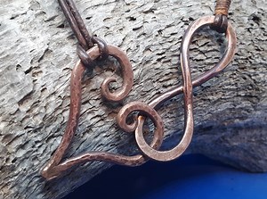 Hand Forged Copper Heart Necklace: Infinity Symbol, Leather Cord - Etsy
