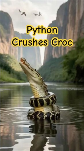 A fierce battle unfolds in the river! 🐍🐊 #shorts