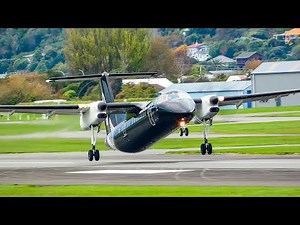 Beautiful Air New Zealand All Black De Havilland Canada Dash 8-300 departing from Nelson Airport