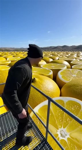 What happens when a man jumps straight into car-sized lemons? 🍋🚗💥 This AI-generated video is filmed from a dynamic third-person angle, capturing a fearless run-up followed by a massive leap into giant, car-sized lemons. As the jump hits, the lemons bounce, roll, and burst with bright yellow splashes, filling the scene with intense motion and citrus chaos. The buildup is fast and the ending delivers a visual twist you won’t see coming. This is a fictional, AI-generated video created purely for