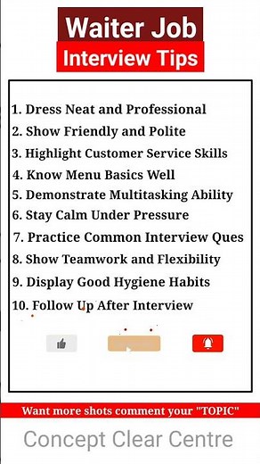 Waiter Waitress Job Interview Tips | Job Interview Tips for Waiter Waitress