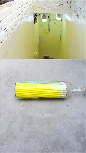 Breaking yellow glass bottles! Crushing Crunchy & soft things #shorts