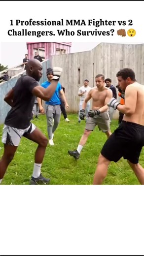 Urban Insider on Instagram: "Professional MMA Fighter vs Two Brave Challengers In A High Intensity Backyard Duel 🥊🔥 #MMA #StreetFight #Training #Combat ​🔥 Ultimate Test of Skill? 🥊 Watch How Professional Footwork and Precision Handle Multiple Opponents at Once! 🏃🏾💨 A fight against two opponents looks impossible to win until you see how a professional fighter uses angles and distance to prevent being surrounded. This strategy relies on "lining up" the opponents, ensuring only one person ca