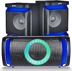 Gemini Gsys-2400 3-piece Bluetooth Home Stereo System, With Integrated Amp, Microphone, And Led Party Lights, Gsys-2400