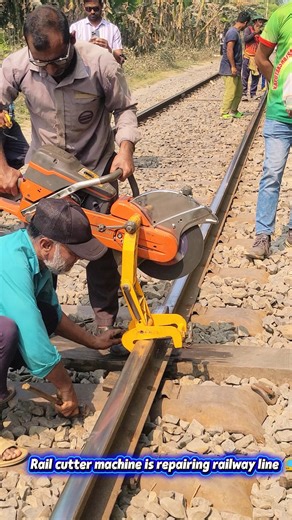 Repair railway line with rail cutter machine by railway skilled worker. #shorts #work #railway #Line