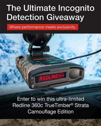 Escort Radar on Instagram: "Announcing the Ultimate Incognito Detection Giveaway! Win the rare ESCORT Redline 360c Camouflage Edition, matching apparel, and a Milliseconds Make a Difference water bottle. Entering is easy! Tag 3 friends, follow our page, and click the link below to find more ways to earn and track entry points. The Redline 360c sets the standard for extreme-range, undetectable radar and laser protection—and only 1,008 camouflage units exist worldwide. This is your chance to own o