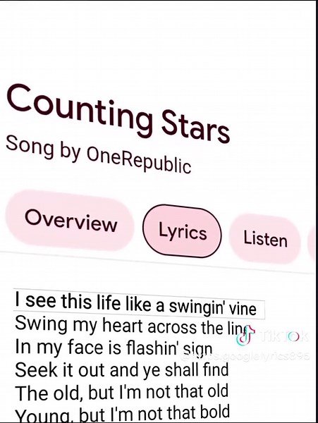 Counting Stars: LYRICS and Recommendations