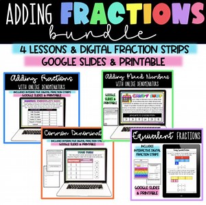 Adding Fractions Lesson Bundle - Google Slides & Printable's - Distance Learning