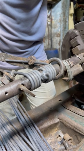 Simple & ProfessionalHandmade Double Spring on Lathe Machine | Iron Wire Spring #shorts #diyprojects