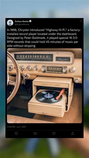 The 1950s Car That Played Vinyl Records! 🤯🚗 #VintageCars #Chrysler #RetroTech