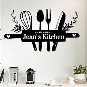 Custom Kitchen Metal Sign, Personalized Wall Art for Kitchen, Dining Room, and Home, Rustic Farmhouse Decor, Ideal Gift for Moms, Grandma, Housewarming, Custom Monogram Decor, Personalized Name Sign