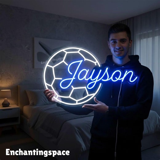 Personalized Football Neon Sign, LED Wall Light for Game Room, Sports Bar or Man Cave Decor, Gift for Football Lover or Son - Etsy