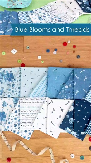 Drift into Blue Blooms & Threads by Riley Blake 💙 Designed by Christopher Thompson, this calm and happy collection features the cutest sewing details—tiny scissors, soft florals, and playful checks—all wrapped in dreamy blues with rich navy accents. Classic charm meets fresh, modern style… it’s totally sew-worthy! ✂️🌸 Shop using the link! https://www.fatquartershop.com/riley-blake-fabric/blue-blooms-threads-christopher-thompson-riley-blake-designs | Fat Quarter Shop