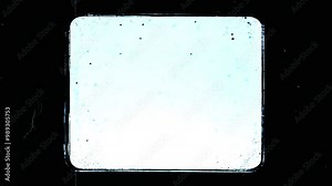 A vintage film strip frame with an old, grungy texture featuring blank spaces and retro paper, bordered by worn metal keys resembling a typewriter, evoking a nostalgic and weathered aesthetic