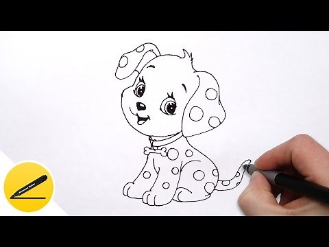 How to Draw a Dog (Puppy) for Kids - Cute Drawing of Animals