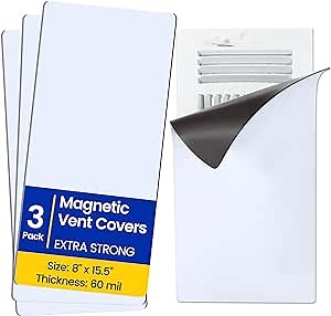 Magnetic Vent Covers, Extra Strong Magnets, 8" x 15.5" (3 Pack) Ultra Thick 60mil, Complete Seal, Air Vent Covers for Home Floor, Ceiling, Wall Registers, HVAC, AC, RV, and Heater Vents
