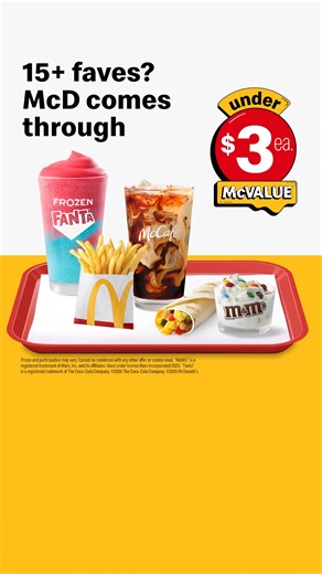 The Under $3 McValue™ Menu always comes through. | McDonald's | Facebook