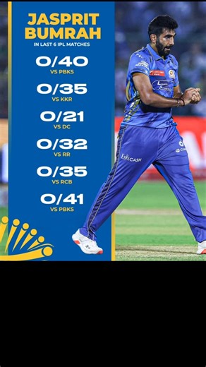 JASPRIT BUMRAH IN LAST 6 IPL MATCHES