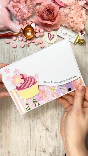 🌸 DIY birthday card - for using up scraps #crafting #craftingtutorial #diy #cardmaking