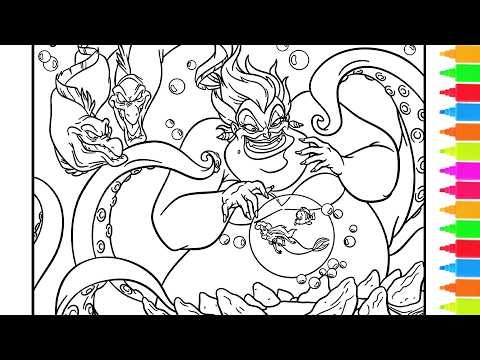 Coloring Ursula, Flotsam and Jetsam, Ariel, The Dinner | Disney The Little Mermaid Coloring Pages
