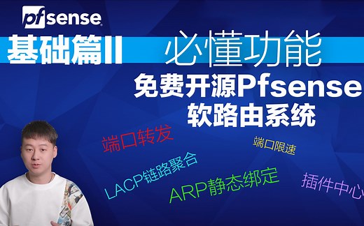 第二弹免费开源Pfsense 软路由系统,必学功能，端口转发、LACP链路聚合、ARP静态绑定、端口限速、插件中心