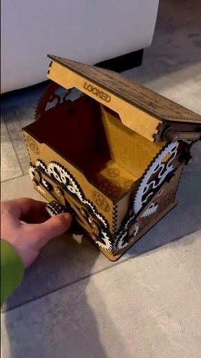 Mechanical box made of MDF in brown and white----engraved by Atomstack A20 Pro