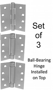 4-1/2" Stainless Steel 304 Self-Closing Spring Hinge Combo Set (3 Hinges) - Stainless Finish