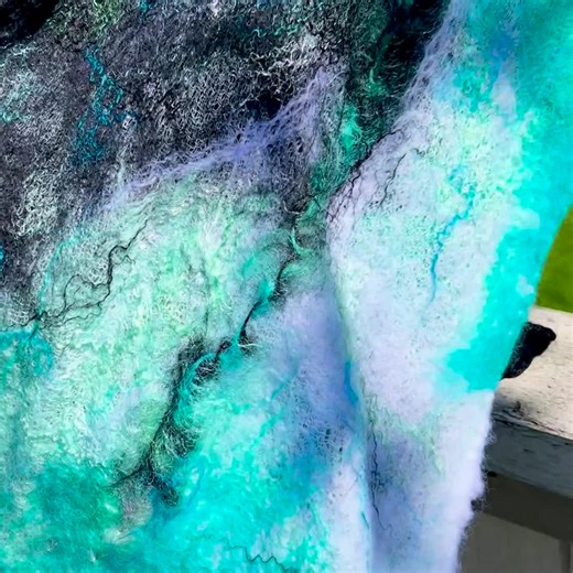 Nuno Felted Merino Wool Scarf: Aqua Green Wearable Art - Etsy