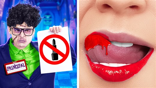 How To Sneak Makeup At Monster School || Genius Hacks Ideas by 123 Go!