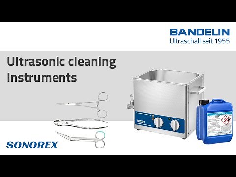 Ultrasonic cleaning of instruments in BANDELIN SONOREX ultrasonic bath with STAMMOPUR DR 8