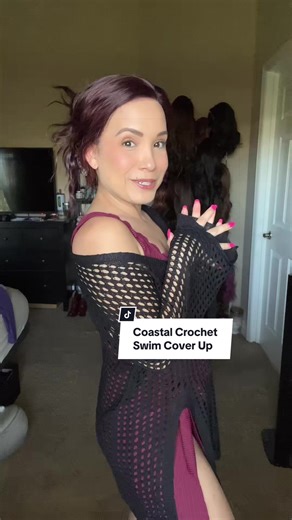 This crochet cover-up is the throw-on-and-go piece every busy mom needs for pool days and vacations. Lightweight, comfy, and the side split gives just the right amount of style @Charmoofficial #beachcoverup #swimstyle
