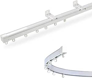 One Meter Long Aluminum Plastic Rod Bendable Window Curtain Track Curved Rail Inner Pulley (Side Wall Mount Single Row)